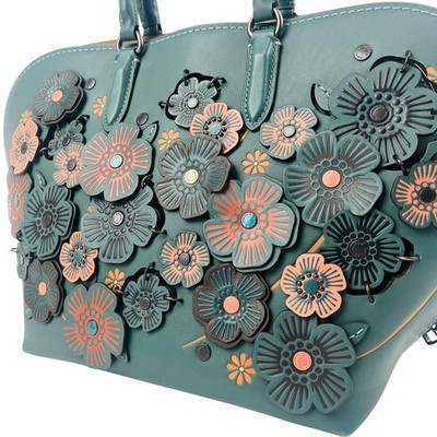 COACH コーチ ティーローズ　ダコタ　フラワー　2WAY バッグ COACH Dakota Tea Rose 2-Way Shoulder Bag Green Leather Handbag