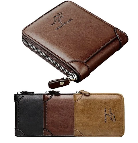 Men's Leather RFID Blocking Waterproof Zip-Around Wallet Bifold Card HolderOpens in a new window or tab