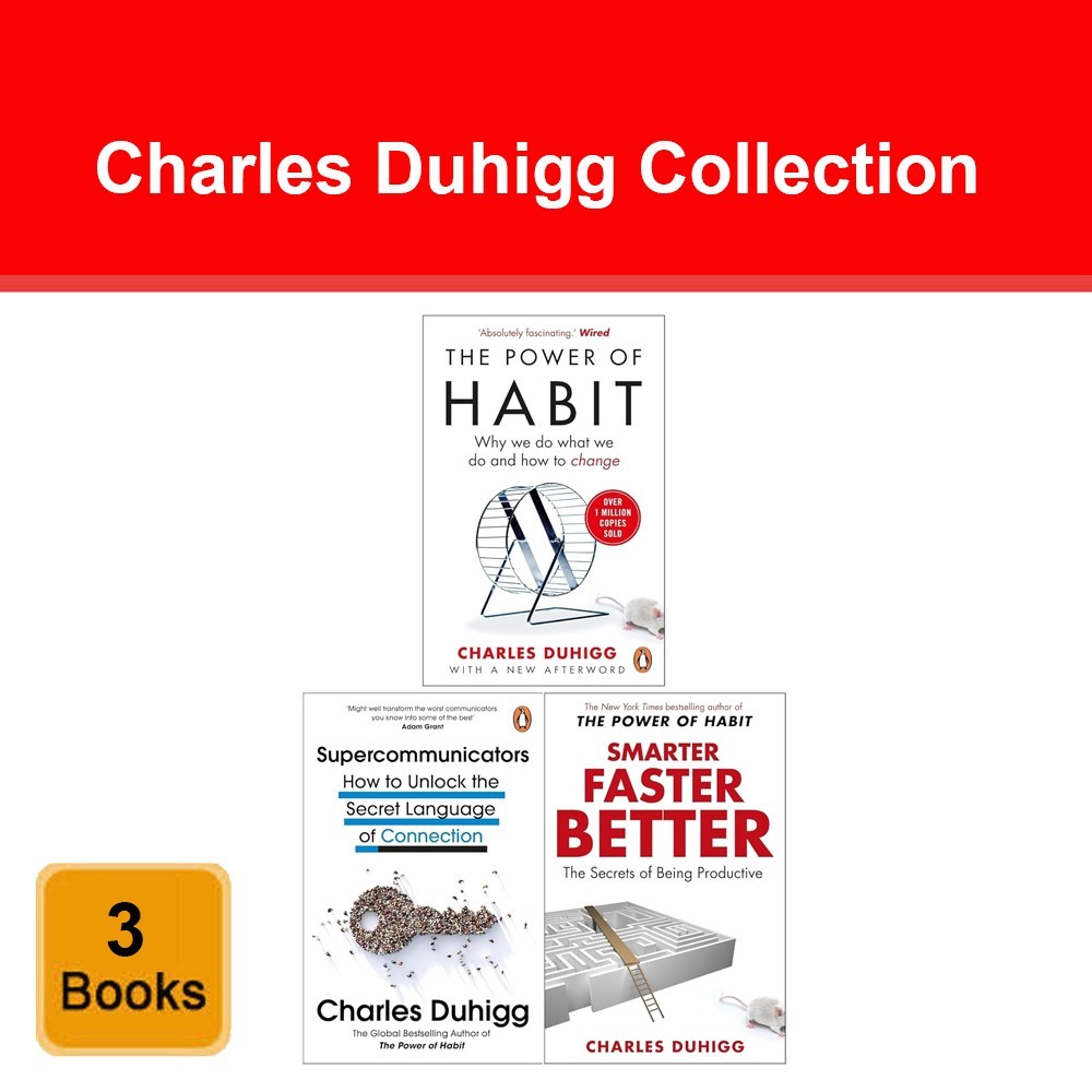 Charles Duhigg 3 Books Collection Set Supercommunicators, Smarter Faster Better