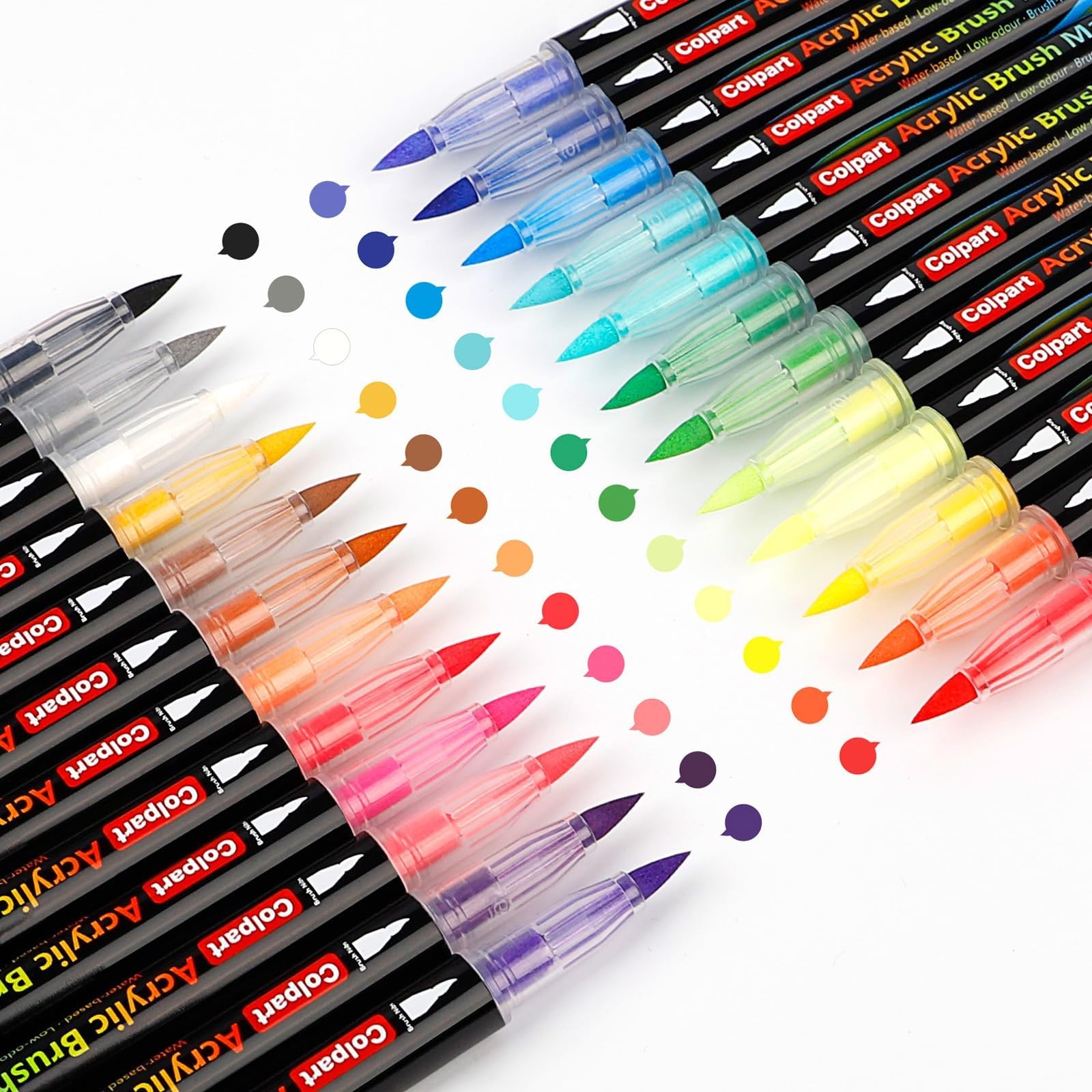 24-Color Acrylic Paint Pens for Wood, Canvas & Crafts - Brush Tip Markers-image