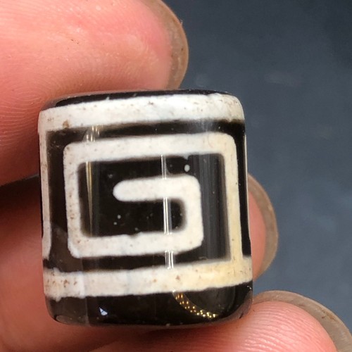 Unique Tibetan Old Agate Dzi Fret Amulet Bead Z09 - Picture 4 of 8