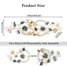 Art Large 65" 3D Ginkgo Leaf Indoor Outdoor Metal Wall Art Sculpture Decor