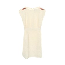 【Dress】CHANEL Tweed Sleeveless Dress Nylon Cotton Wool White Chanel