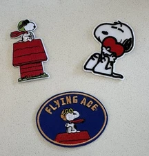 (Set of 3) Peanuts Snoopy Embroidered Patches Iron on or Sew on