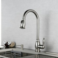 Vintage Style Solid Brass Pull-Down Hot and Cold kitchen faucet Brushed Nickel