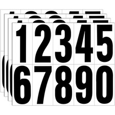 Reflective Number Stickers, 4 Sets 4 Inch Vinyl Waterproof Black 4 In,