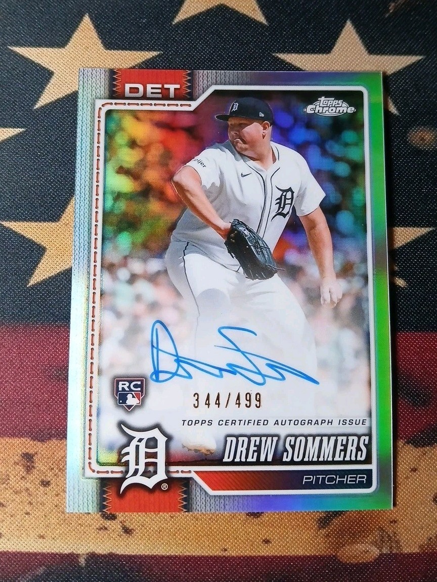 Topps 2025 Chrome Drew Sommers Detroit Tigers RC Auto X-Fractor #RA-DSO /499