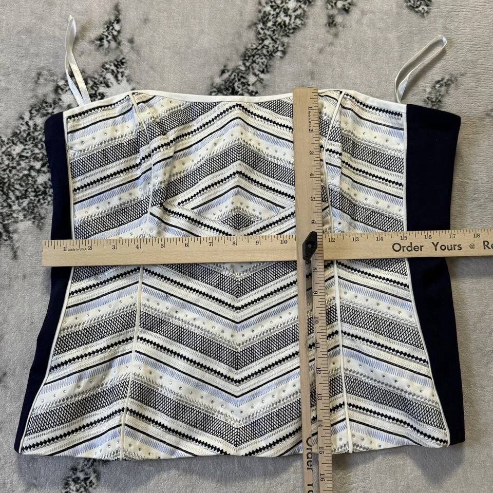 Top White House Black Market para mujer talla 14 multicolor bustier patrón geométrico Foto 3 de 4