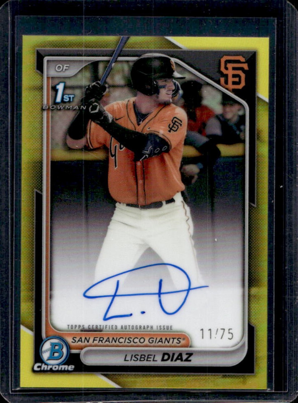 2024 Bowman Chrome Lisbel Diaz Auto Yellow Refractor 1st #11/75 Giants