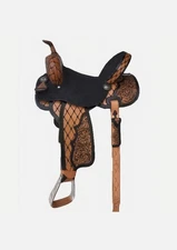 Western Leather Saddle Horse Barrel Trail Hand Tooled Comfy Saddle Tack Set