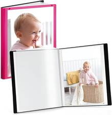 Small Photo Album 5X7 Pink , 2-Pack Plastic Photo Book, 24 Pockets Show 48 Pict