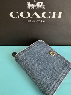 Coach Essential Billfold Denim Wallet Brass / Deep Blue CAU96 for