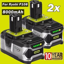 2x 8.0AH Battery For Ryobi 18V One+ Plus P108 Lithium RB18L50 RB18L40 P104 New