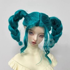 Synthetic Mohair 1/4 1/3 BJD Doll Wig Long Curly Double Braids Anime Curls Hair