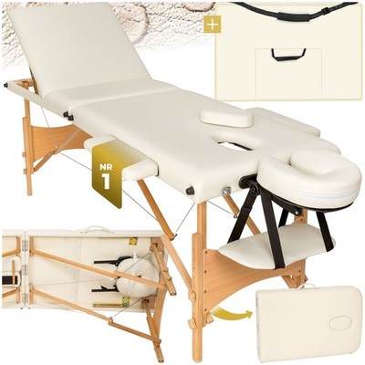 Massageliege klappbar Massagetisch 3 Zonen stabil Holz Massagebank mit Tasche