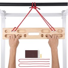 Wooden Climbing Hangboard for Strength Training, Fingerboard with 4 Edge Holds
