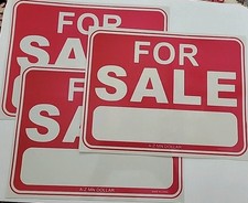 Set of 3 'FOR SALE' SIGN 9X12" Red and white Ready to hang Pinted SIgns NEW