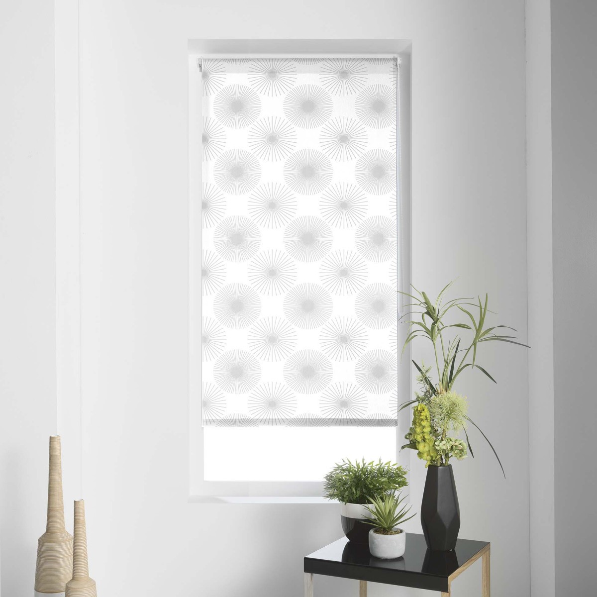Store enrouleur japonais Ozone 90x180cm blanc en textile texturé premium