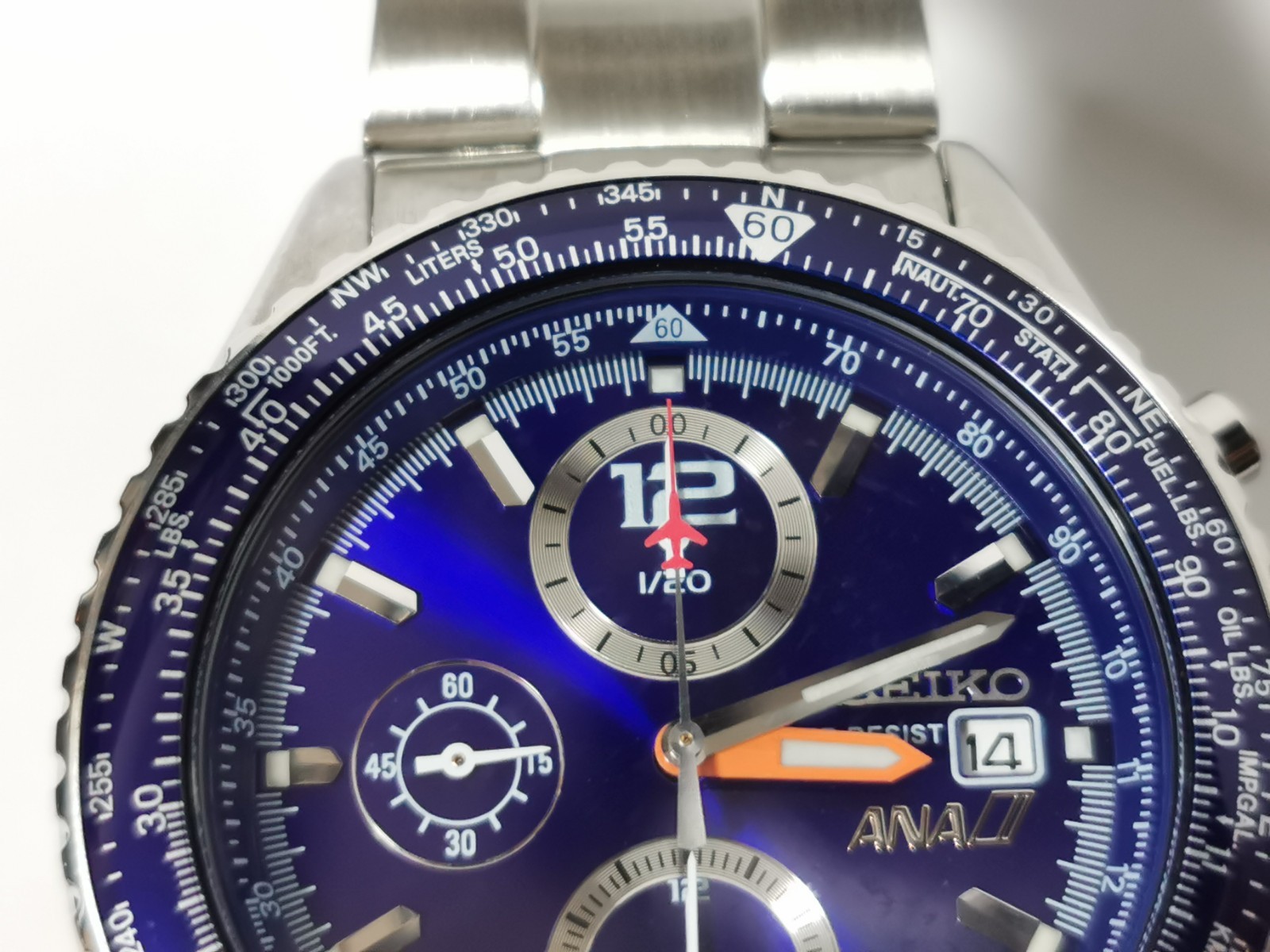 NOS Seiko ANA Flightmaster SZER021 7T92-0CF0 Quartz Chronograph Date Pilot Watch image 2