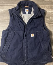 Carhartt FR Flame Resistant Insulated Full Zip Vest Size Large Navy CAT 3 103387