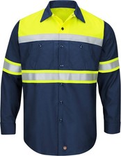 Red Kap Men's Hi-vis Ls Colorblock Ripstop Work Shirt-Type O, Class 1