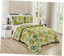 3-Piece California Cal King Size Wave Edged Oversized Quilt Set 120 inch X