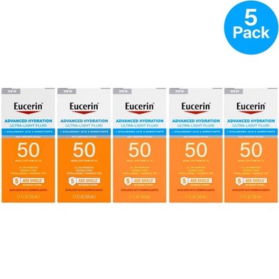 Eucerin Advanced Hydration Ultra-Light Fluid Face Sunscreen SPF 50 (5 Pack)