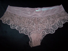 NWT - PINK Victoria's Secret Extra Low Rise Cheekster Panties, Mauve Lace Size L