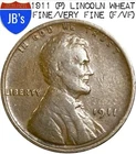 1911 (P) Lincoln Wheat Cent Penny 1c - FINE/VERY FINE (F/VF)