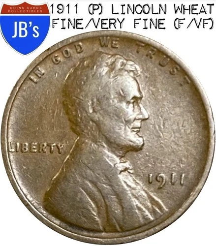 1911 (P) Lincoln Wheat Cent Penny 1c - FINE/VERY FINE (F/VF)