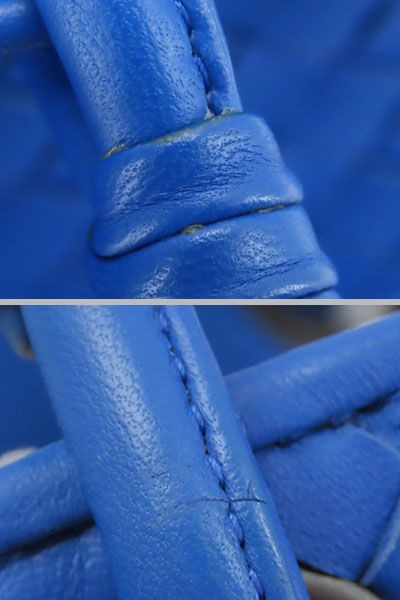 Bottega Veneta Intrecciato Satchel Handbag Tote Bag Blue Lamb Used LIBR-0 thumbnail 18