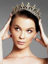 Gold Tiara and Crown for Women Birthday Headband for Girls Crystal 1 Gold