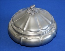 Zinn Dose Deckeldose Eichenlaub mit Eichel als Deckelknauf Zinndose 95 %