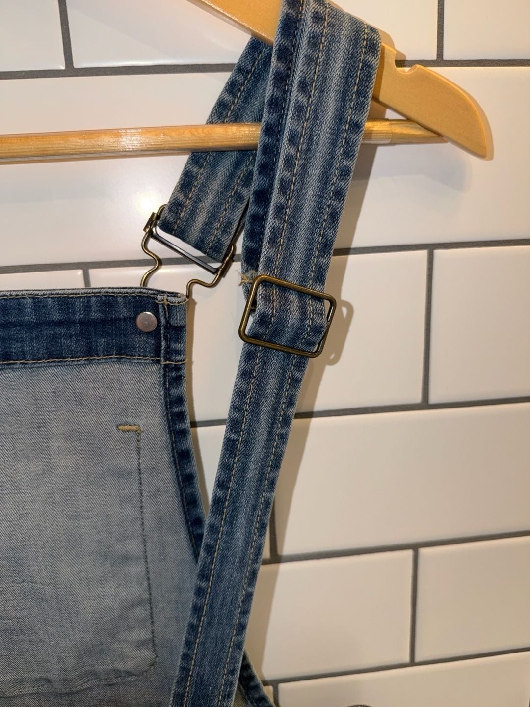 Sneak Peek Denim Overall Skirt Distressed Raw Hem, photo 8