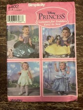 Simplicity 5402 UNCUT Sewing Pattern, Toddler's Disney Princess Costumes, 1/2-4