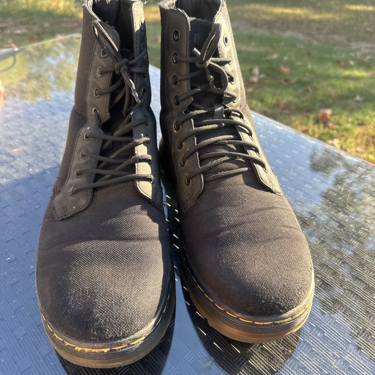 Dr Martens Combs Combat Boots Men 12 Burgundy Nylon Canvas Lace Up Ankle Shoes Dr Martens Combs Canvass boots main image 2