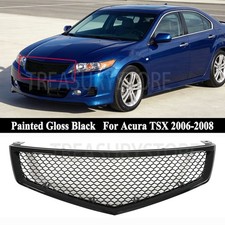 For Acura Tsx 2006-2008 Gloss Black Front Bumper Upper Grille Mesh Honeycomb