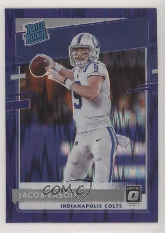 2020 Panini Donruss Optic Rated Rookies Purple Shock Prizm Jacob Eason #162 4z8