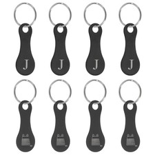 8Pcs Stainless Steel Shopping Trolley Token, Black Letter J  Grocery Cart