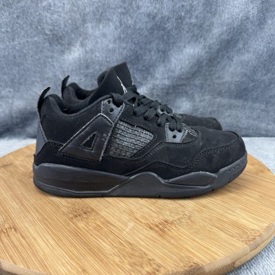 Nike Air Jordan 4 Retro Shoe Boy Size 1Y Black Cat Basketball Sneaker CU1110-010