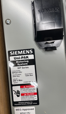 Siemens Uni Pak 2 Gang 125 Amp Tenant Main Breaker Meter Socket