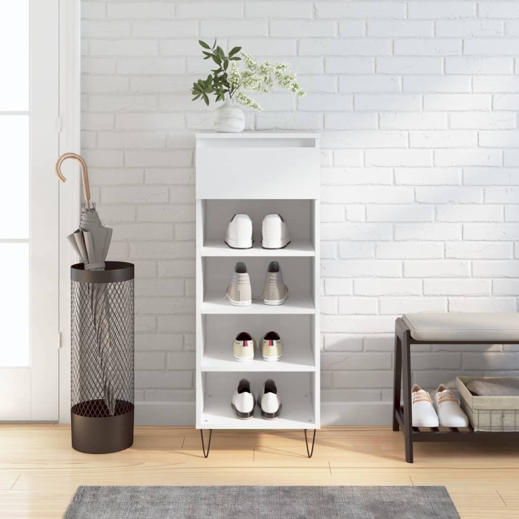Scarpiera Bianco Lucido 40x36x105 cm in Legno truciolato
