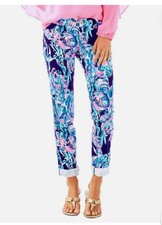 Lilly Pulitzer Callahan Chino Pants Bright Navy Caught Up, Excell Cond, Sz 2