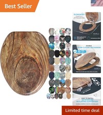 Adjustable Soft Close Elongated Toilet Seat - Rustic Charm for Every Bathroom