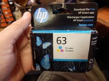 New HP 63 Tri-Color Ink Cartridge Original Genuine HEWDTF6U1AN - New 02/2027 NEW