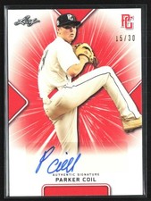 Parker Coil 2021 Leaf Perfect Game National Showcase Orange Auto /30 #BA-PC1