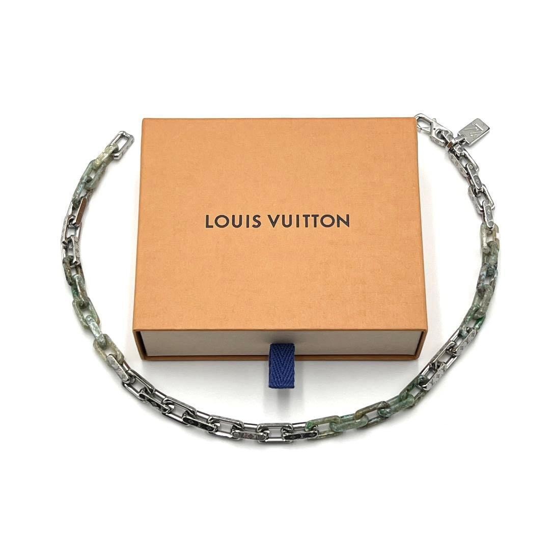 LOUIS VUITTON Collier Monogram Chain Metal Necklace Pendant Silver Boxed Rare thumbnail 2