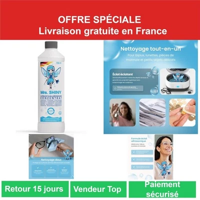 Mrs. SHINY Nettoyeur Ultrasons Concentré 750 ml pour Bijoux et Lunettes - Photo 1/4