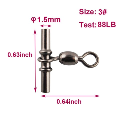30~100 pcs Cross-line Crane Fishing Swivels 3 Way T-Shape Fishing Swivel Sleeves - Picture 18 of 31