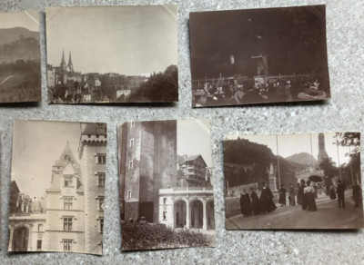 Vintage Photographs Lot x7 Lourdes, Pau-Eglise St Jean, Chateau de Pau 1902